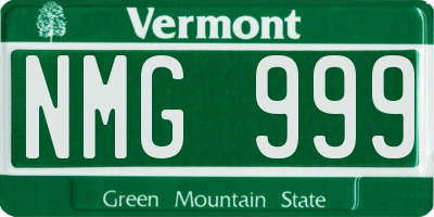 VT license plate NMG999
