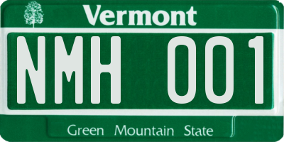 VT license plate NMH001