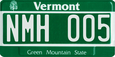 VT license plate NMH005