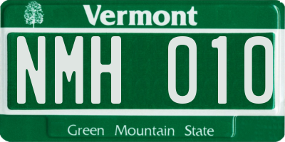 VT license plate NMH010