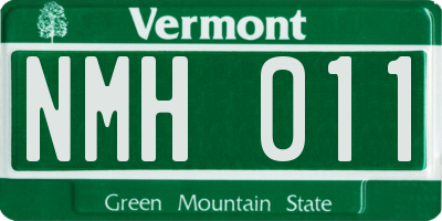 VT license plate NMH011
