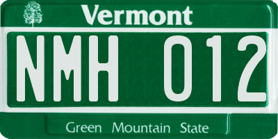 VT license plate NMH012