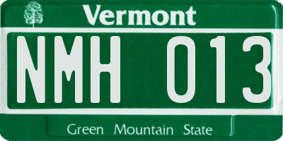VT license plate NMH013