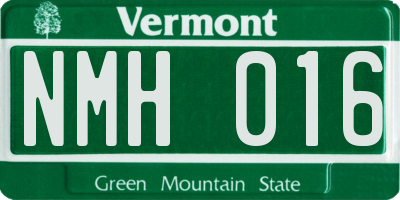 VT license plate NMH016