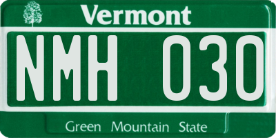 VT license plate NMH030