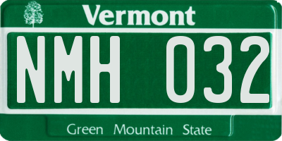 VT license plate NMH032