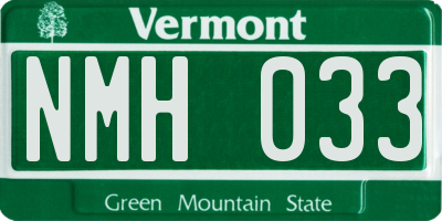 VT license plate NMH033