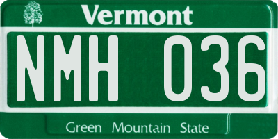 VT license plate NMH036