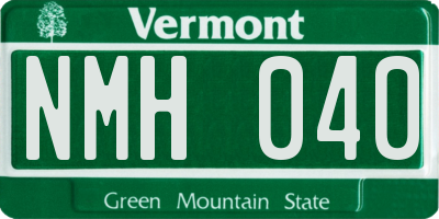 VT license plate NMH040