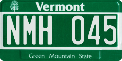 VT license plate NMH045