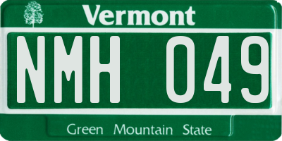 VT license plate NMH049