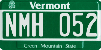 VT license plate NMH052