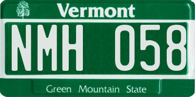 VT license plate NMH058