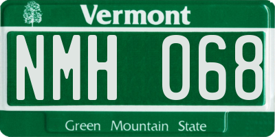 VT license plate NMH068