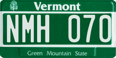 VT license plate NMH070