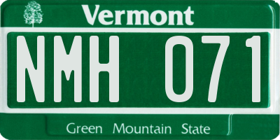VT license plate NMH071