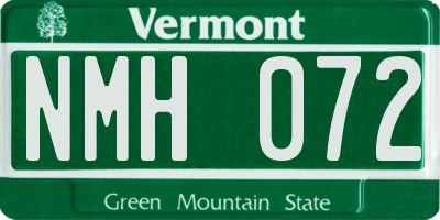 VT license plate NMH072