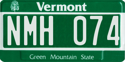 VT license plate NMH074