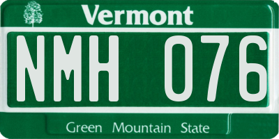 VT license plate NMH076