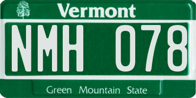 VT license plate NMH078