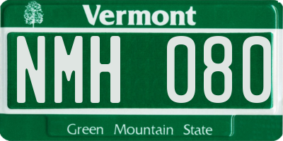 VT license plate NMH080