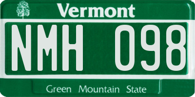 VT license plate NMH098