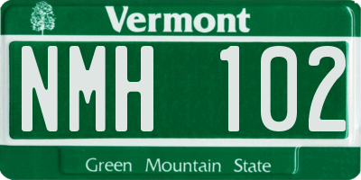 VT license plate NMH102