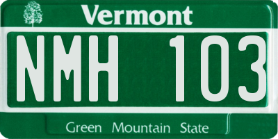 VT license plate NMH103