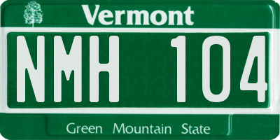 VT license plate NMH104