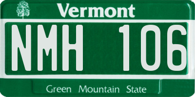 VT license plate NMH106