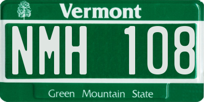 VT license plate NMH108