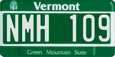 VT license plate NMH109
