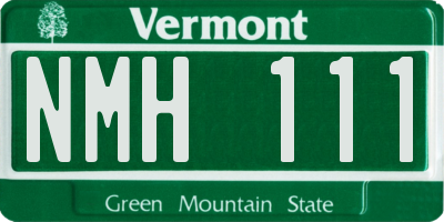 VT license plate NMH111