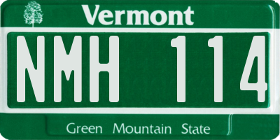 VT license plate NMH114