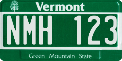 VT license plate NMH123