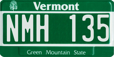 VT license plate NMH135