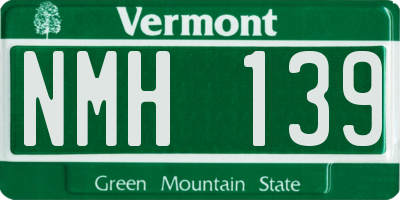 VT license plate NMH139
