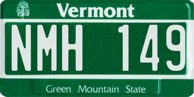 VT license plate NMH149