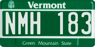 VT license plate NMH183