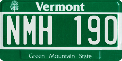 VT license plate NMH190