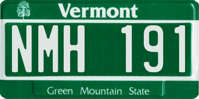 VT license plate NMH191