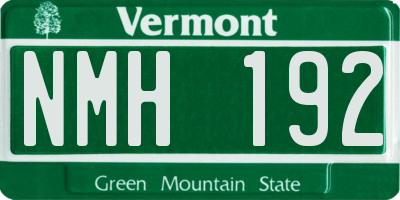 VT license plate NMH192