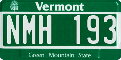 VT license plate NMH193