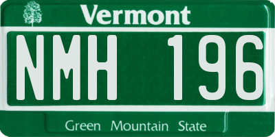 VT license plate NMH196