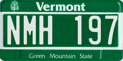 VT license plate NMH197