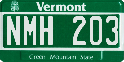 VT license plate NMH203