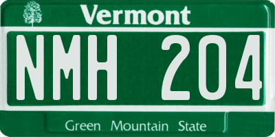 VT license plate NMH204