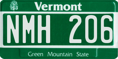 VT license plate NMH206