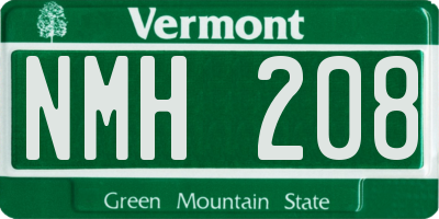 VT license plate NMH208