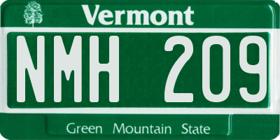 VT license plate NMH209